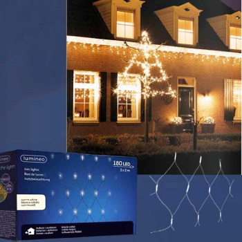 Lumineo Icicle novogodišnja LED mreža 2x2m 180 LED toplo bela